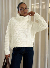 Delah Cable Knit Roll Neck Jumper Cream