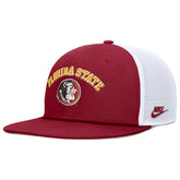 Nike Men's Vault Florida State/Seminole Logo Adjustable Dri-fit Pro Academic Trucker Hat - Crimson/White
