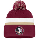 Nike Men's Seminole Logo/Seminoles Peak Campus Standard Cuff Pom Beanie - Garnet/White/Gold
