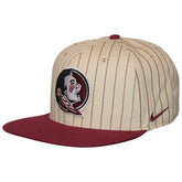 Nike Men's Seminole Logo Pinstripe Design Adjustable Pro Primetime Flatbill Snapback - Gold/Garnet