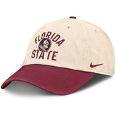 Nike Men's Florida State Seminole Logo Adjustable Club Primetime Hat - Natural/Garnet
