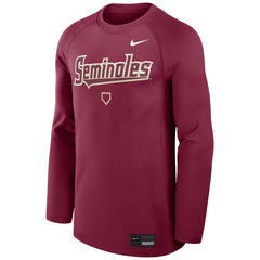 Nike Men's Seminoles Homeplate Design Dugout Game Time Long Sleeve Crew - Garnet