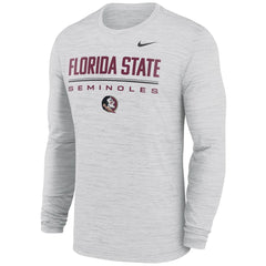 Nike Men's Florida State Seminoles/Seminole Logo Long Sleeve Dri-fit Velocity T-shirt - White