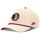 Nike Men's Vault Seminole Logo Adjustable Rise Vintage Structured Hat - Natural/Crimson