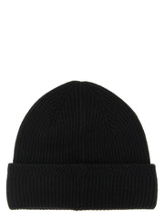 Moncler MO339769BM Virgin Wool & Cashmere Ribbed Beanie — Black