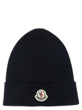Moncler MO339770BM Virgin Wool Ribbed Beanie — Navy