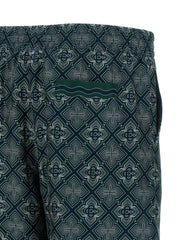 Casablanca Monogram-Print Silk Bermuda Shorts — Navy