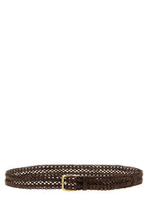 Brunello Cucinelli Woven Calfskin Belt — Brown