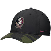 Nike Men's Seminole Logo Rise Swooshflex Military Cap - Black/Camo