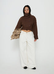 Blanc Cropped Trench Coat Chocolate