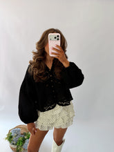 Denim Eyelet Twirl Vintage Top (can’t restock) (Black) RESTOCK