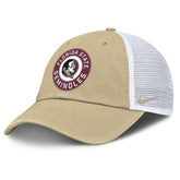 Nike Men's Seminole Logo/Florida State Seminoles Rubberized Patch Adjustable Unstructured Trucker Hat - Vegas Gold
