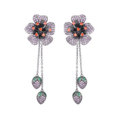 Zirconium Flower Tassel Earrings