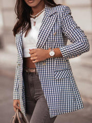 Blazers Fashion Plaid Print Button Long Sleeve Blazer