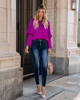 Centerpiece Satin Statement Blouse - Orchid