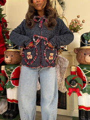 Darling Teddy Bear Cardigan Bow Plaid Cardigan PRE ORDER Early February