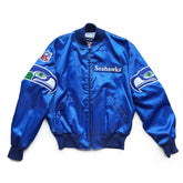 1/1 Seattle Seahawks Oversized Logos Chainstitched Satin Coaches Jacket NEW