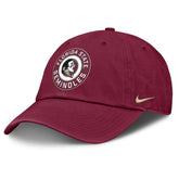 Nike Men's Seminole Logo/Florida State Seminoles Rubberized Patch Adjustable Unstructured Twill Hat - Garnet