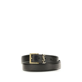 Saint Laurent YSL Logo Leather Belt — Black