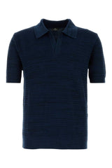 Etro Textured Cotton Polo — Navy