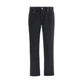 Saint Laurent Cotton Slim Fit Jeans — Black