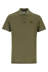 Burberry Logo-Embroidered Piquet Cotton Polo Shirt — Olive