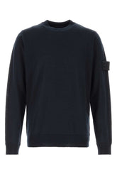 Stone Island Virgin Wool Crew-Neck Sweater — Navy