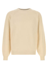 Brunello Cucinelli Ribbed Cashmere Sweater — Beige