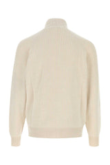 Brunello Cucinelli Ribbed Cashmere Cardigan — Beige