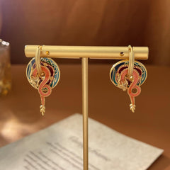 Retro Palace Dragon Shaped Hoop Earrings