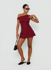 Anjela Off Shoulder Playsuit Cherry