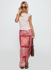 Cyriella Asymmetrical Midi Skirt Red