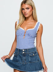 City Of Dreams Bodysuit Blue Gingham