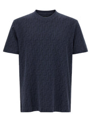 Fendi Logo-Embroidered Cotton Piqué T-Shirt — Navy