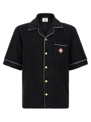 Casablanca Cotton Terrycloth Monogram Shirt — Black