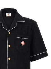 Casablanca Cotton Terrycloth Monogram Shirt — Black