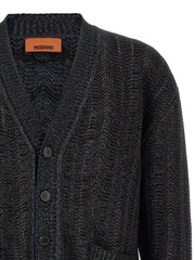 Missoni Chevron-Textured Viscose Wool Cardigan — Black