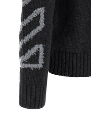 Off-White Diagonal Arrow Wool Crew Neck Sweater — Gray