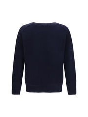 Brooksfield Fleece Wool Crewneck Sweater — Navy