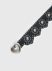 Outta Town Heart Buckle Belt Black / Silver