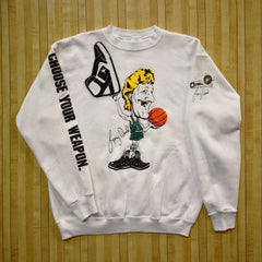Custom Bootleg Larry Bird Big Head Converse Weapon 80's Crew Sweatshirt