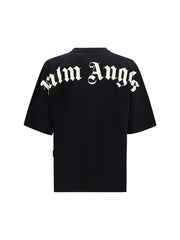 Palm Angels Logo-Print Crew Neck T-Shirt — Black