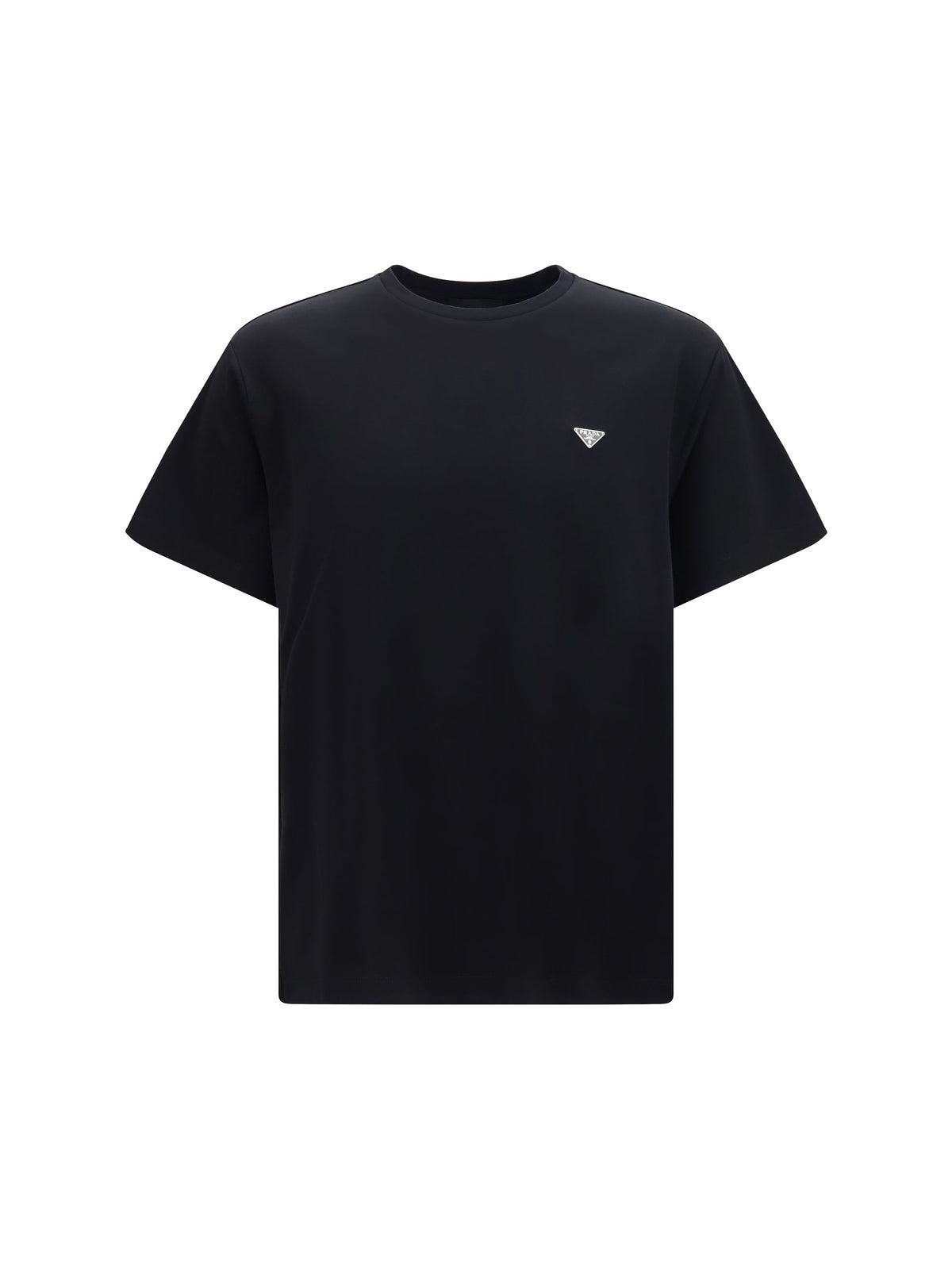 Prada Triangle Logo Cotton T-Shirt — Black