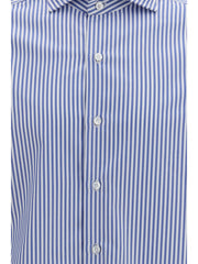 Finamore Striped Cotton Shirt — Blue