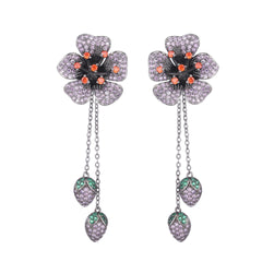Zirconium Flower Tassel Earrings