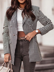 Blazers Fashion Plaid Print Button Long Sleeve Blazer