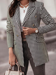 Blazers Fashion Plaid Print Button Long Sleeve Blazer