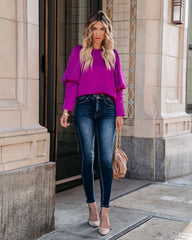 Centerpiece Satin Statement Blouse - Orchid
