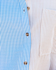 Eureka Cotton Blend Colorblock Button Down Shirt