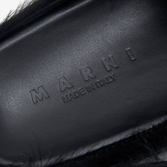 Long Hair Calfskin Fussbett Sabot Black